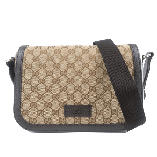 GUCCI GG CANVAS CROSSBODY FLAP SHOULDER BAG 'BEIGE'