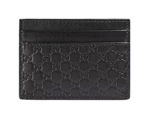 GUCCI MICRO GUCCISSIMA LEATHER CARD HOLDER 'BLACK'